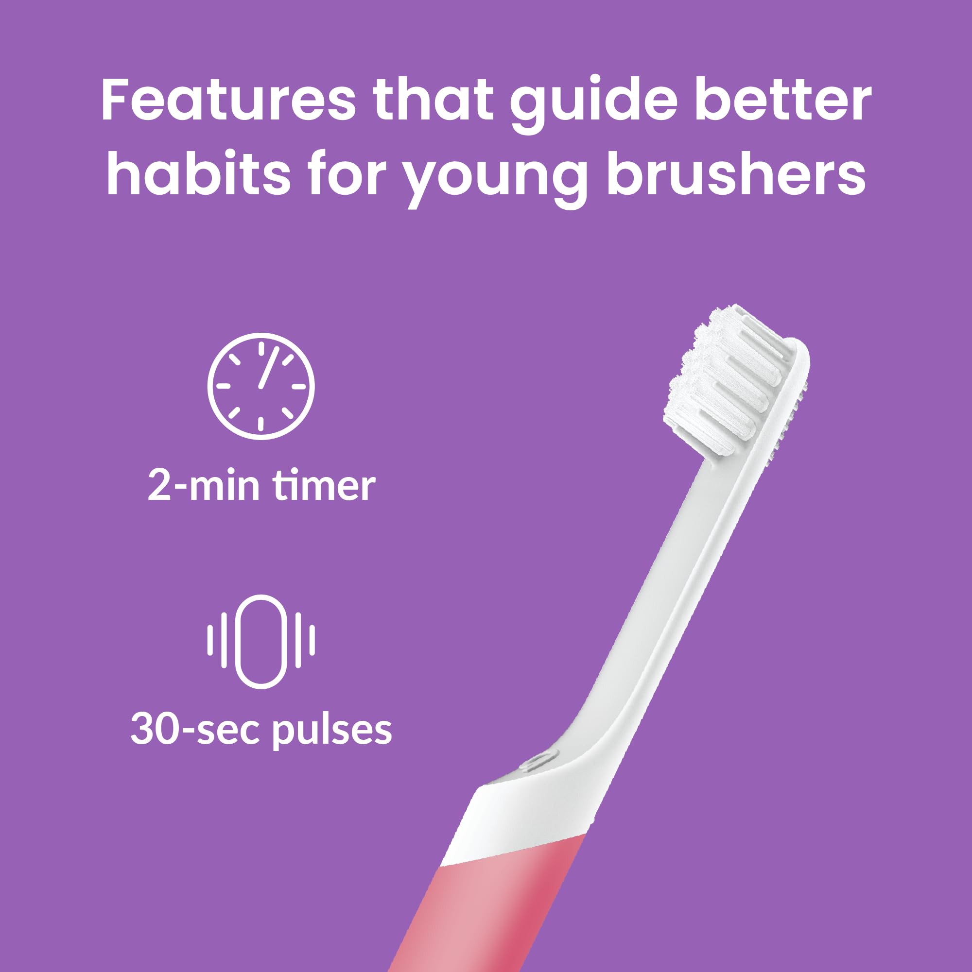 2-minute timer with 30-second pulses on the toothbrush