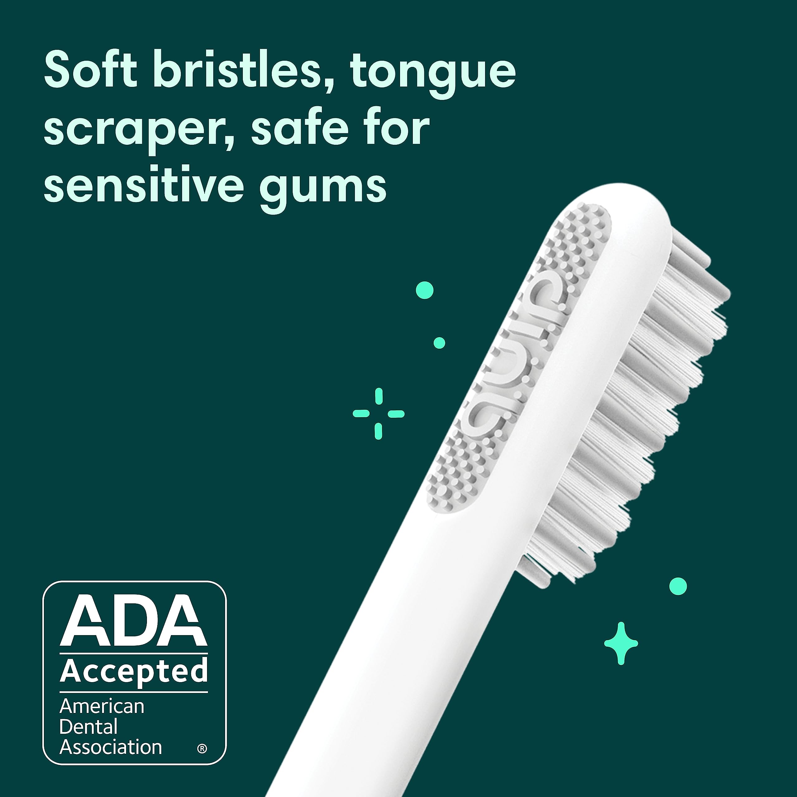Close-up of soft bristles on Quip sonic toothbrush