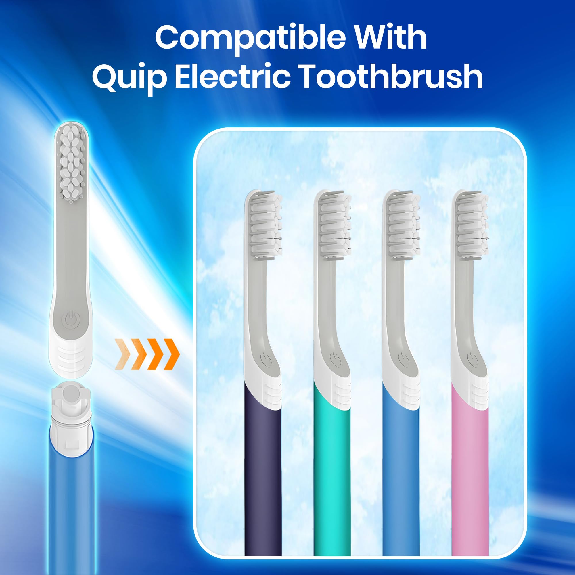 Quip replacement head with soft bristles close-up