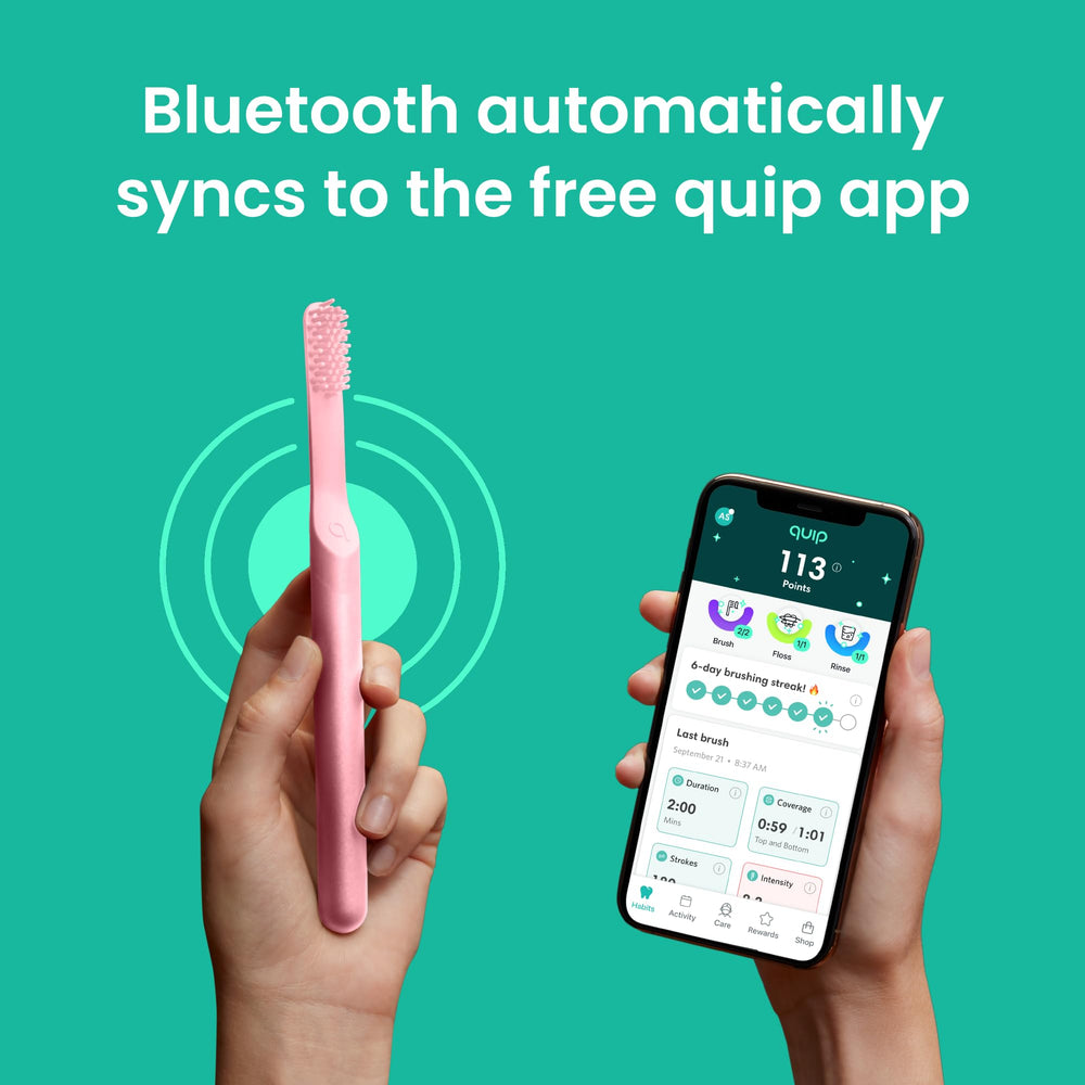 Quip Smart Sonic Toothbrush pink side view