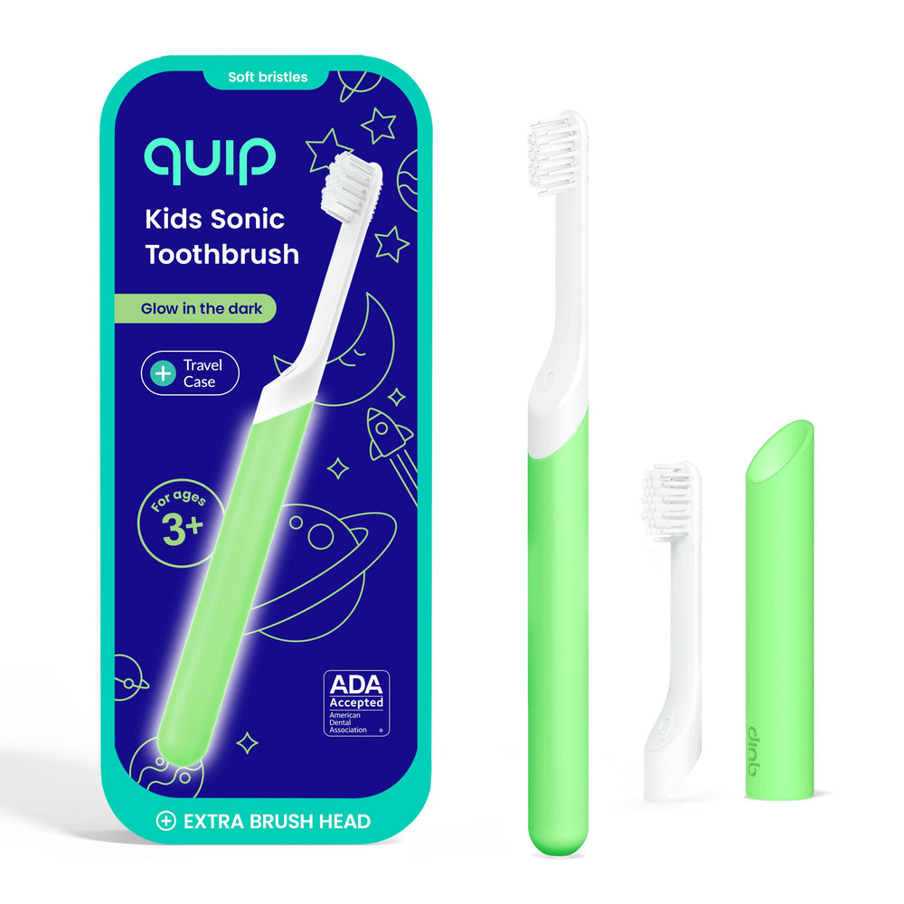 Quip Sonic Toothbrush for Kids with Timer in glow-in-the-dark green