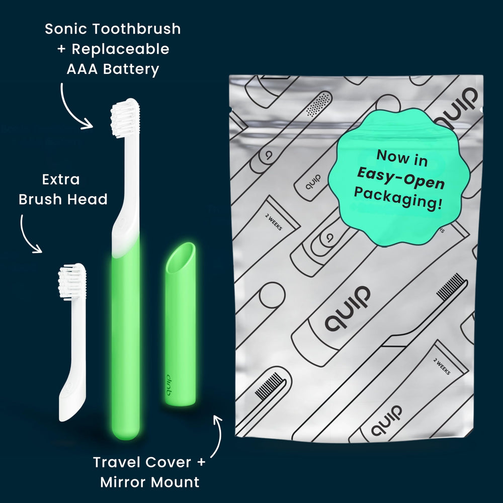 Close-up of 2-minute timer feature on Quip Kids toothbrush