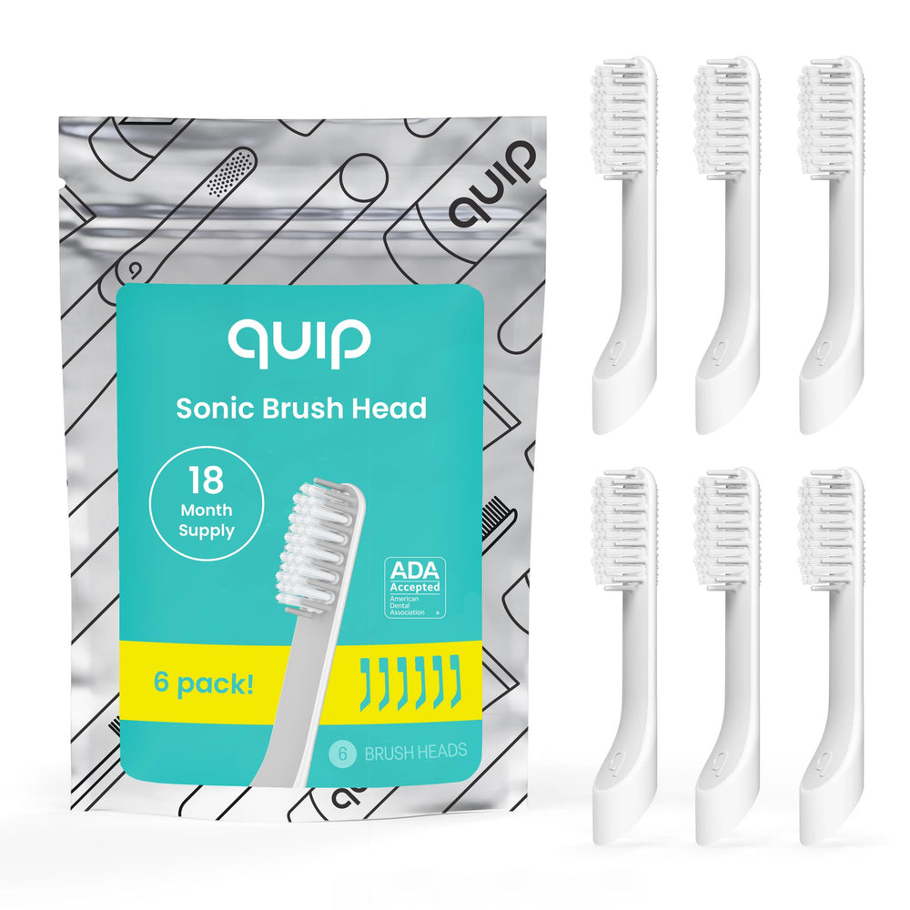Six-pack of quip Sonic Toothbrush Replacement Heads for Adults
