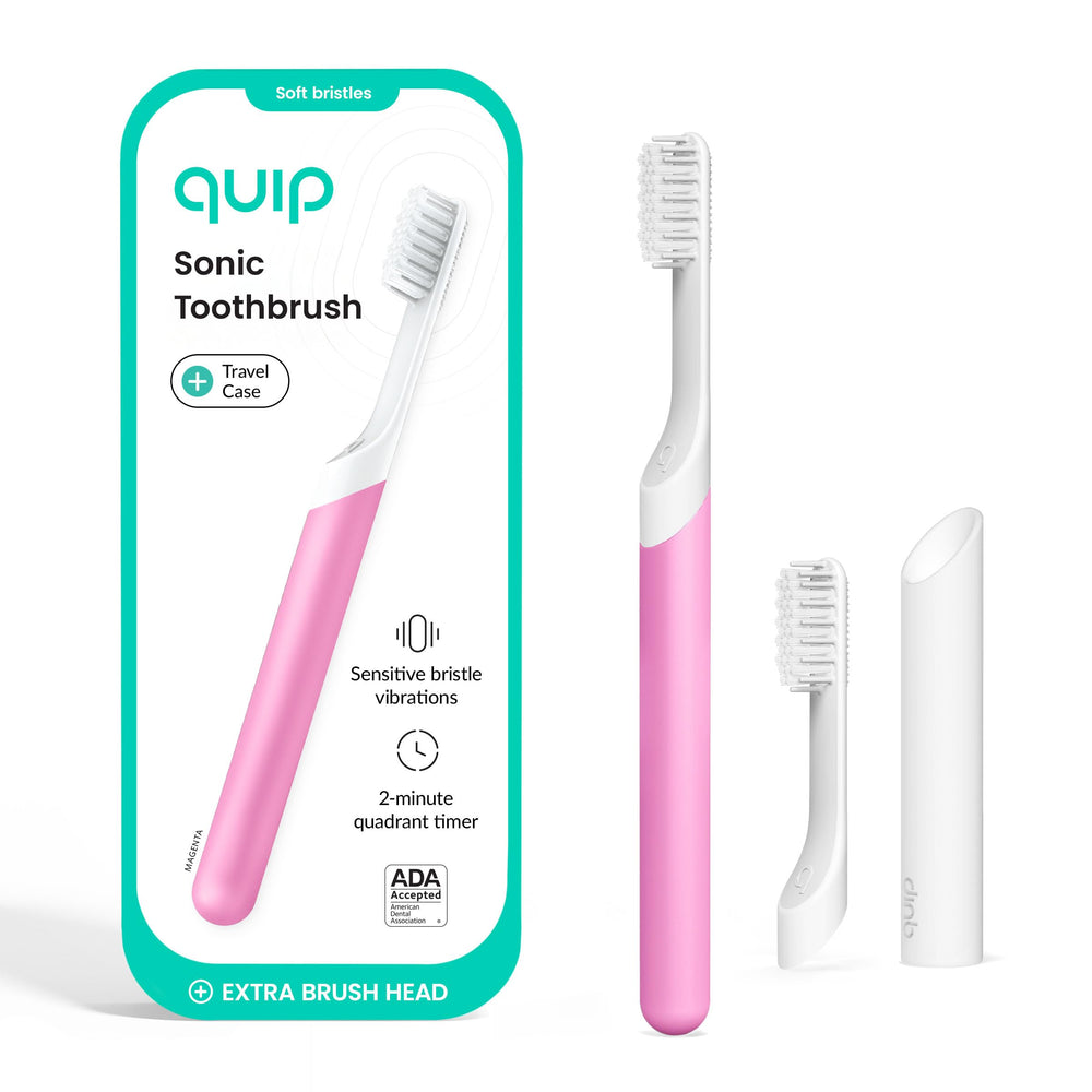 Quip Sonic Toothbrush magenta main image with timer display