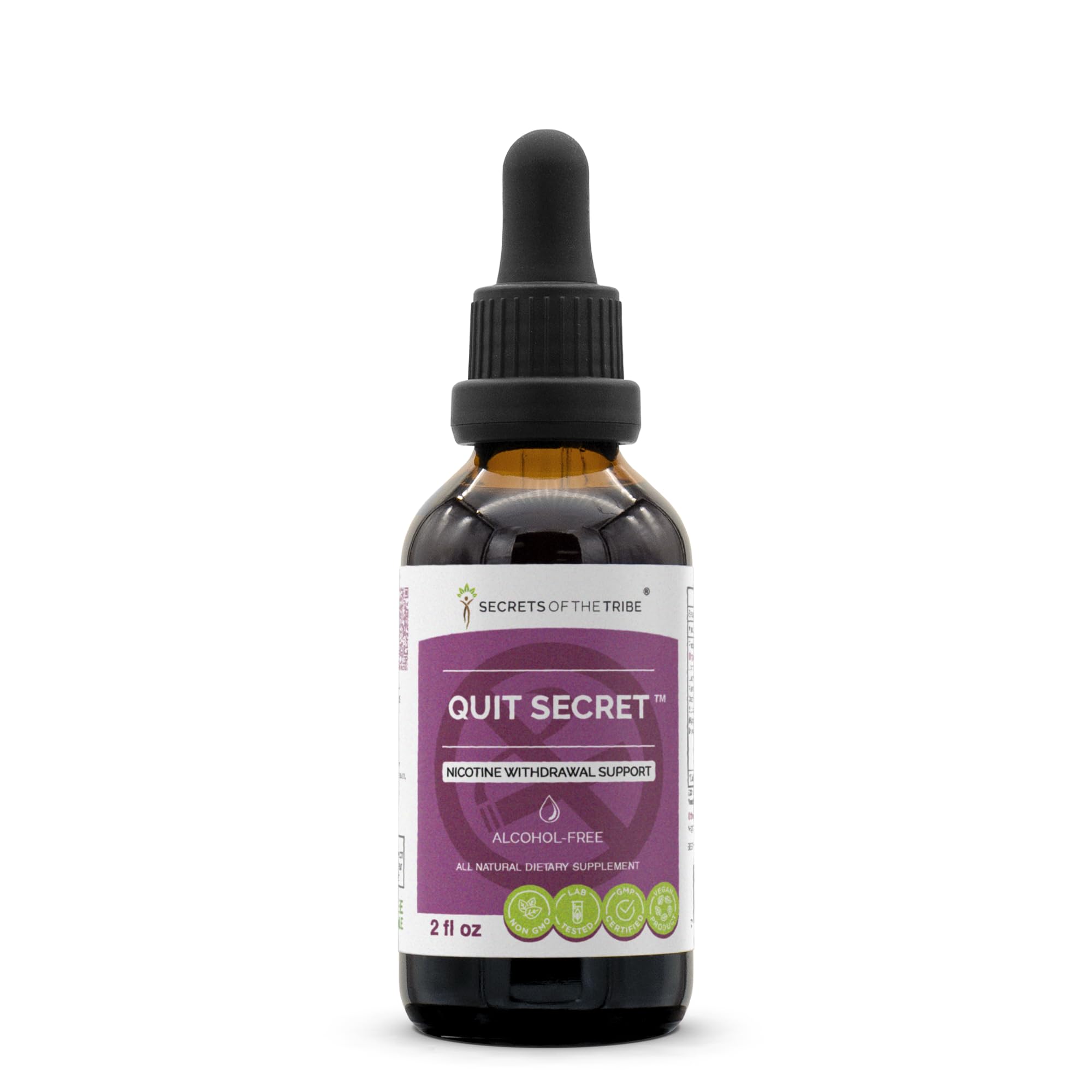 Bottle of Quit Secret Alcohol-Free Herbal Glycerite, 2 oz