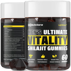 Quixiora Shilajit Gummies bottle with 60-count label