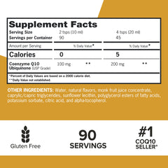 Nutrition facts panel for Qunol CoQ10 Liquid 100mg