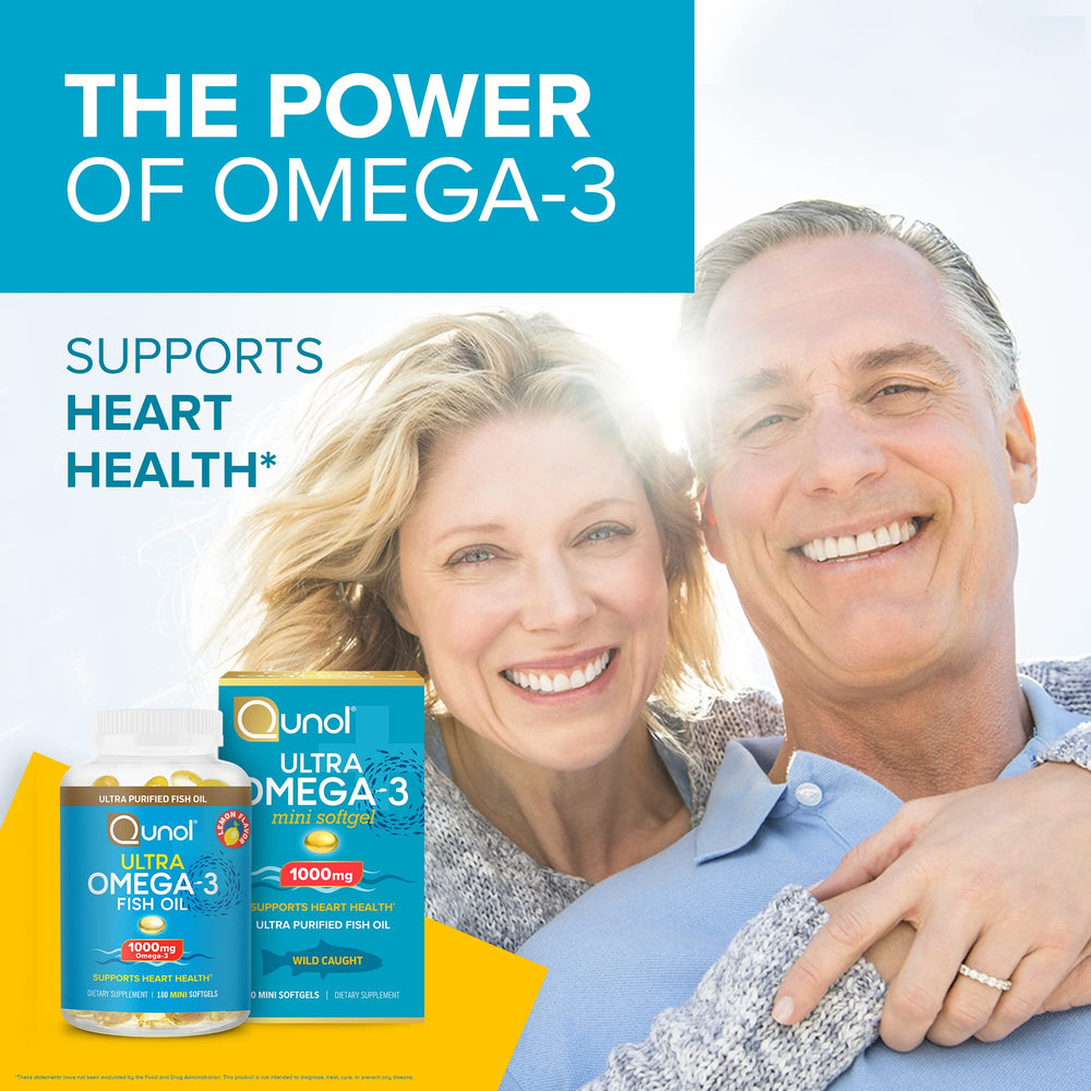 Qunol Fish Oil Mini 180-Count Box suggests a three-month supply.