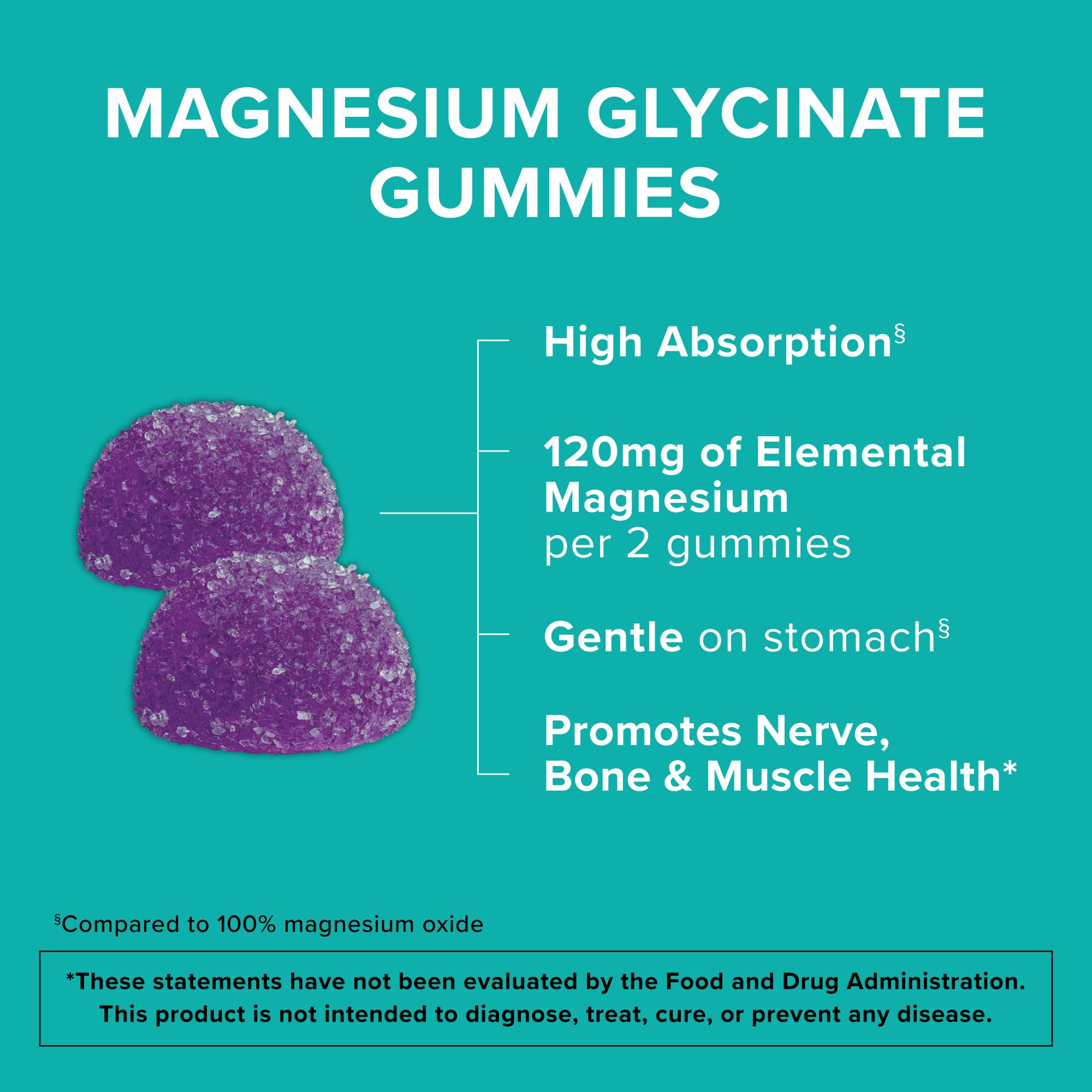 Qunol Magnesium Glycinate Gummies bottle on table emphasizes convenient daily dosing.