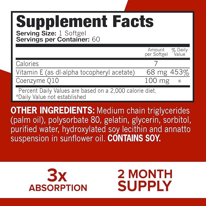 Qunol Ultra CoQ10 water- and fat-soluble formulation in softgels.