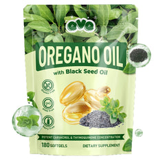Front view of QVQ Oil of Oregano Softgels bottle