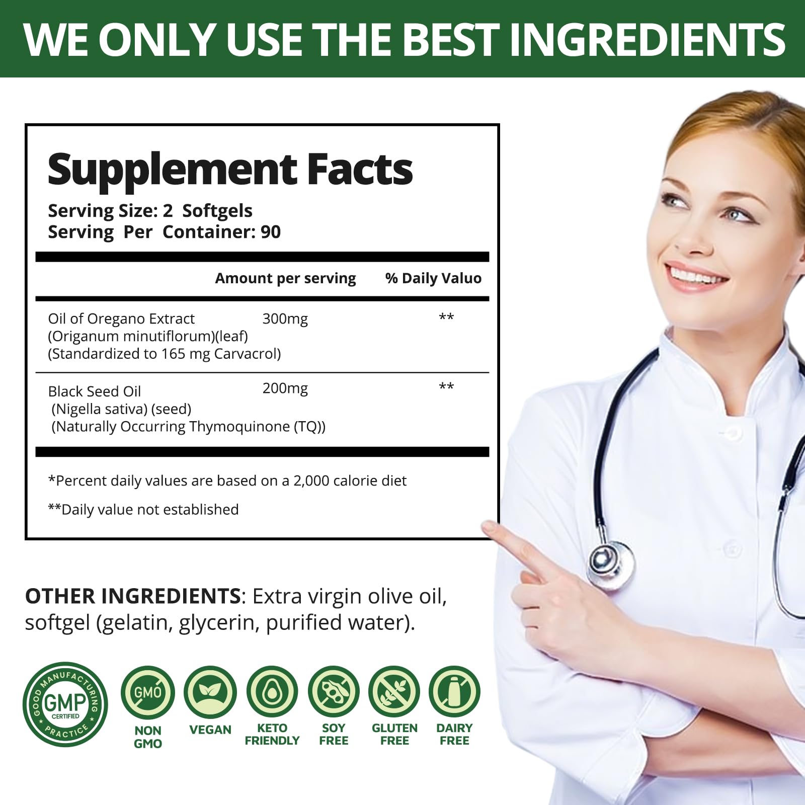 Vegan and non-GMO seals on packaging