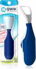 QWIK Automatic Dental Flosser in dark blue with travel cover – front view