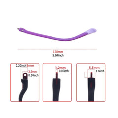 Close-up of purple silicone replacement temple arm for children's glasses