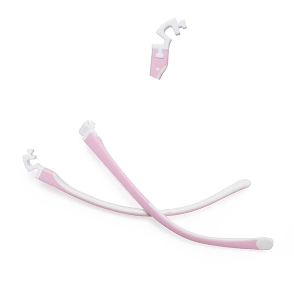 QYAJS child eyeglass arms silicone replacement temple pair in pink and white - front view