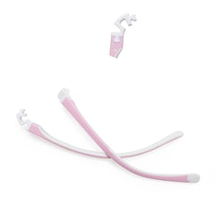 QYAJS child eyeglass arms silicone replacement temple pair in pink and white - front view