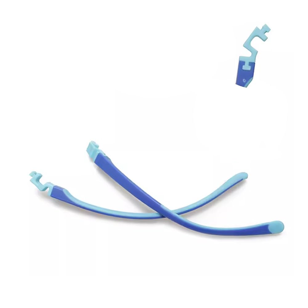 QYAJS blue silicone child eyeglass arms - 1 pair replacement temples (front view)