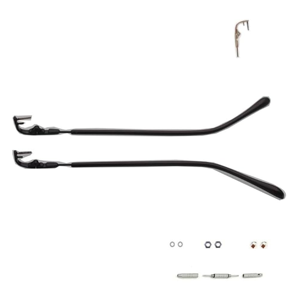 QYAJS rimless glasses legs - black metal frame arm front view