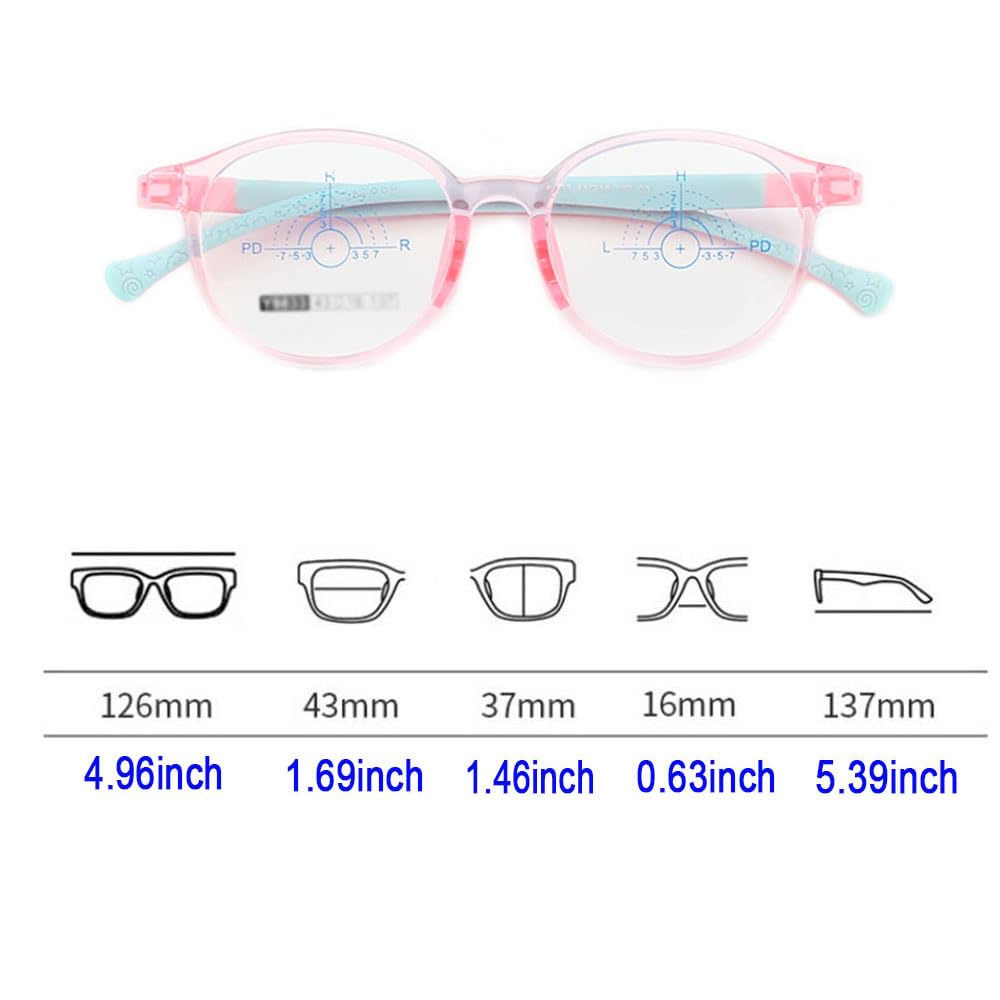 QYAJS pink kids glasses side view flexible TR90 material