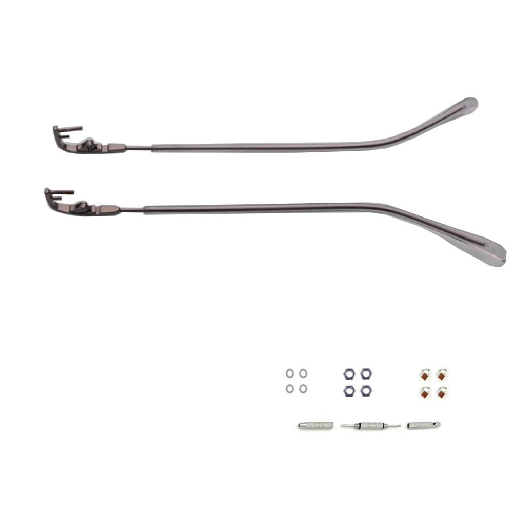QYAJS metal eyeglass frame arms in gun color, rimless design