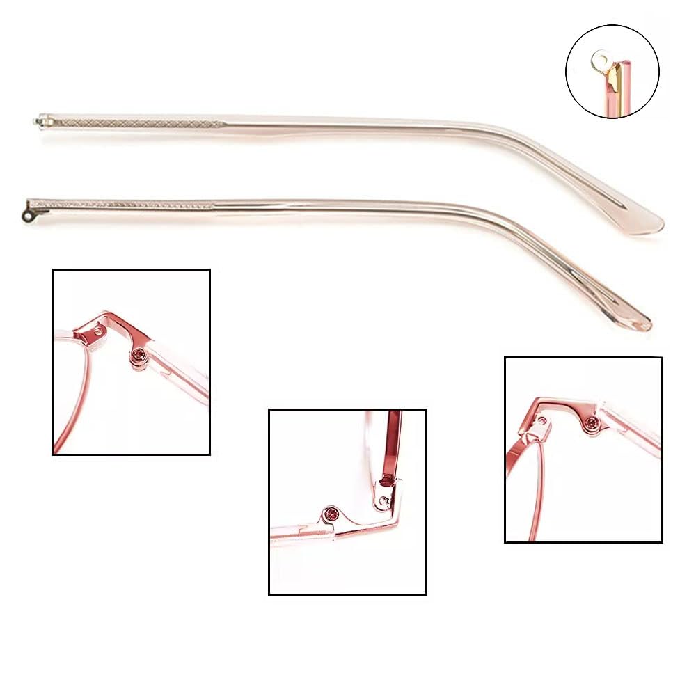 QYAJS rose gold metal eyeglass frame arms close-up 02