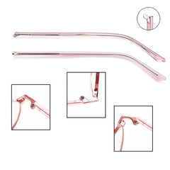 Pink temple arms close-up showing hinge area