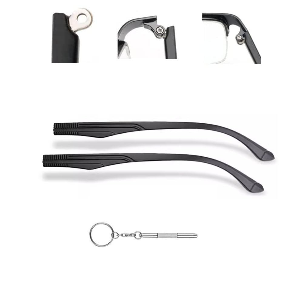 QYAJS temple arm replacement for TR90 frames showing 6.5mm width and 138mm length