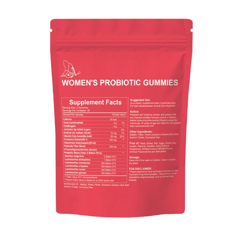 Close-up of Cranberry Probiotic Gummies with Vitamin C for Women