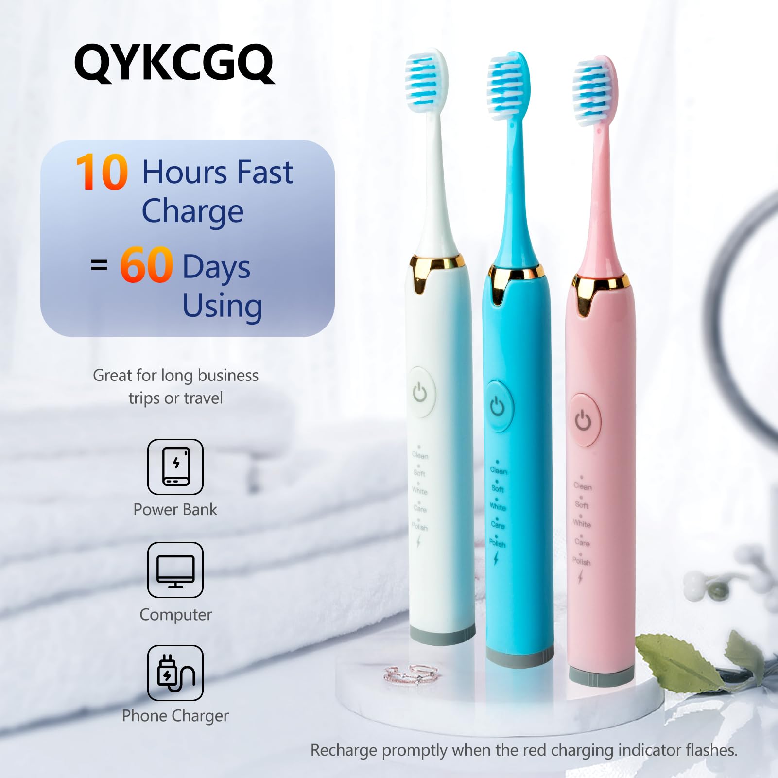 2-minute timer indicator on toothbrush