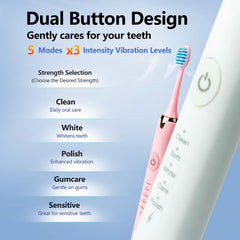 Detail of 4 replaceable brush heads with DuPont bristles