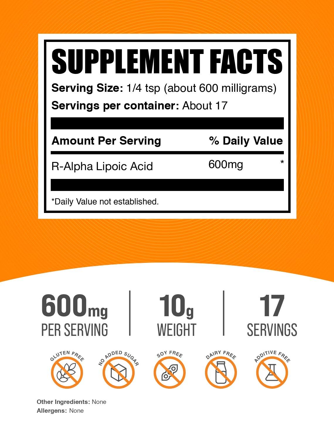 Unflavored R-Alpha Lipoic Acid powder for shakes