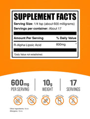 Unflavored R-Alpha Lipoic Acid powder for shakes