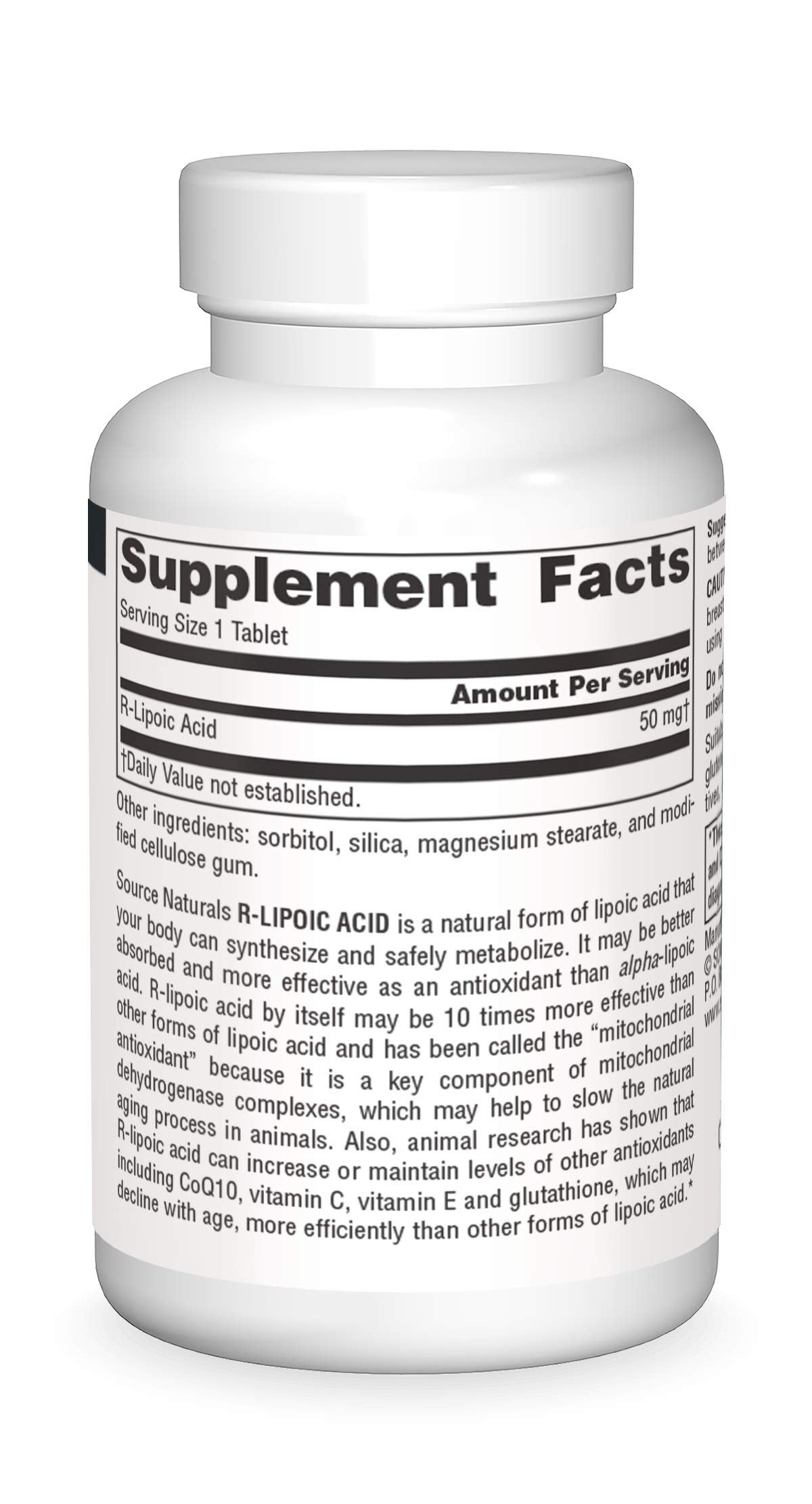 Close-up of R-Lipoic Acid 50mg tablets