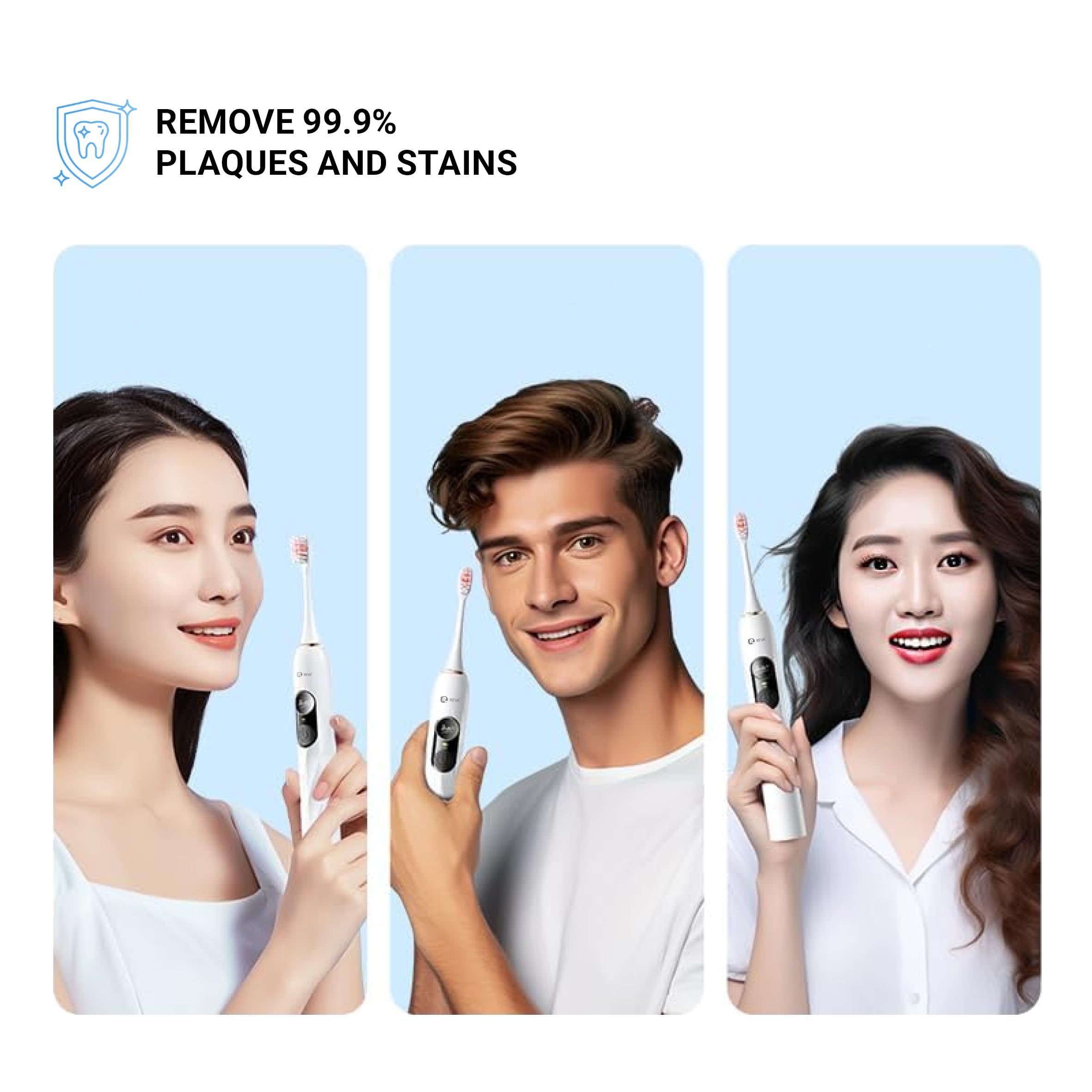 Includes four soft brush heads