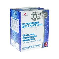 Close-up of foil-wrapped towelettes inside the LCD100 dispenser box