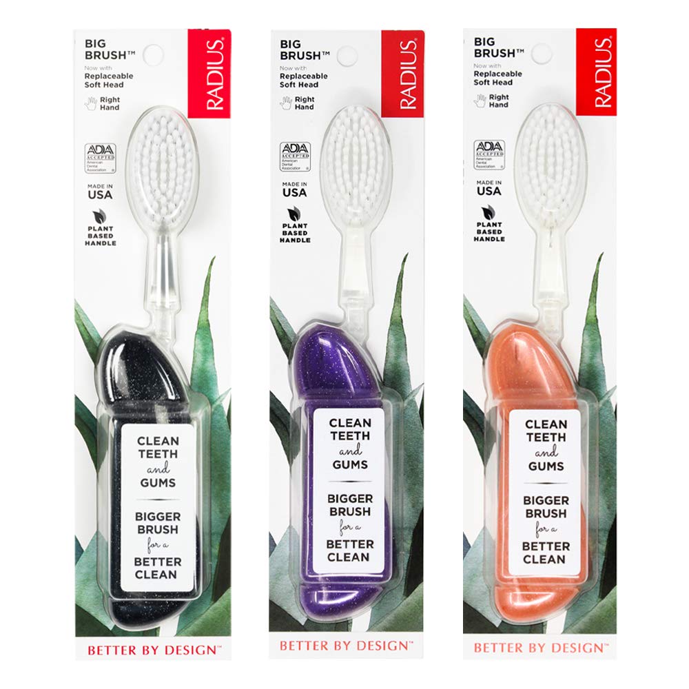RADIUS Big Brush replaceable head front view in Purple/Sea Shell/Midnight Sky (right-handed)