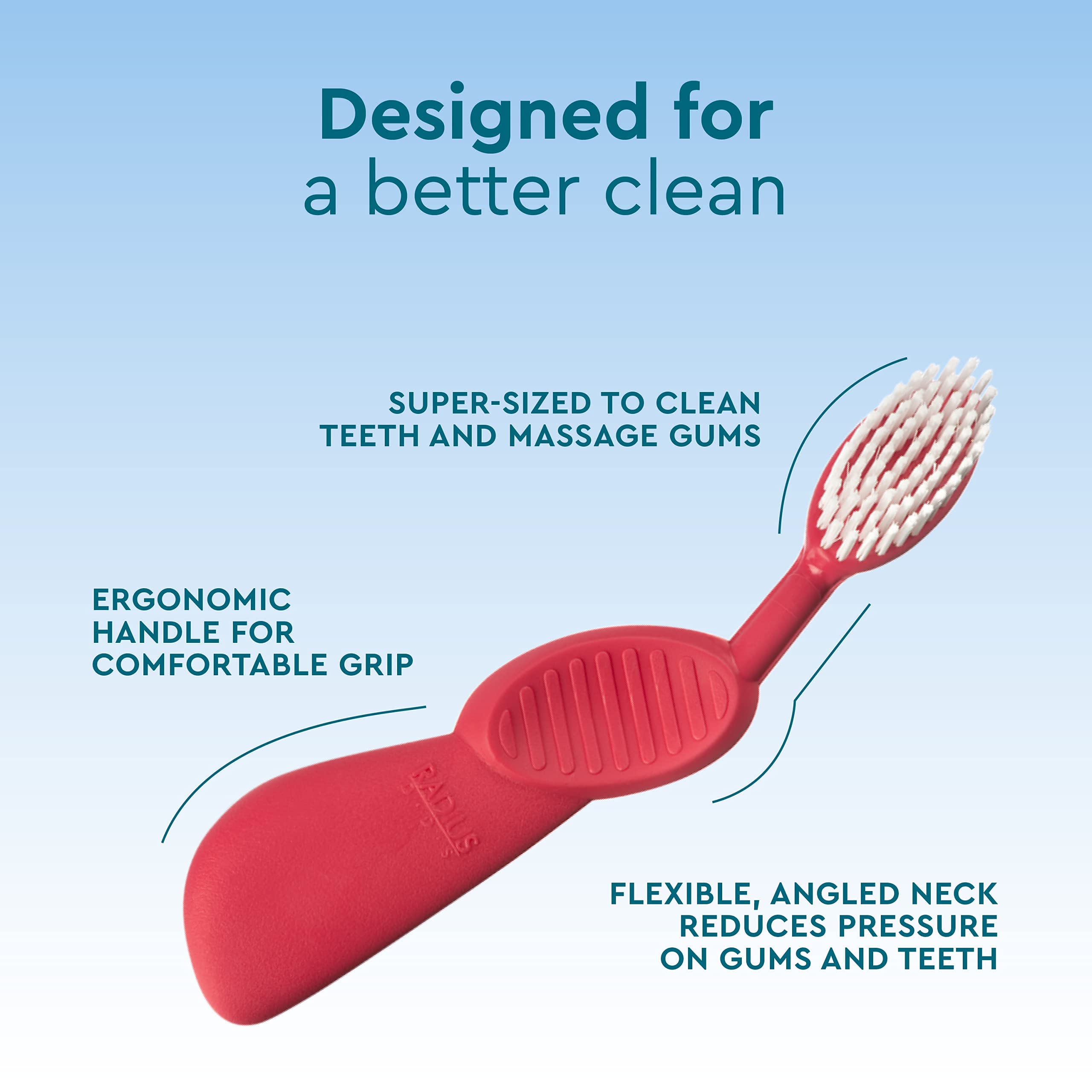 Close-up of flexible neck and bristles on the RADIUS Flex Brush
