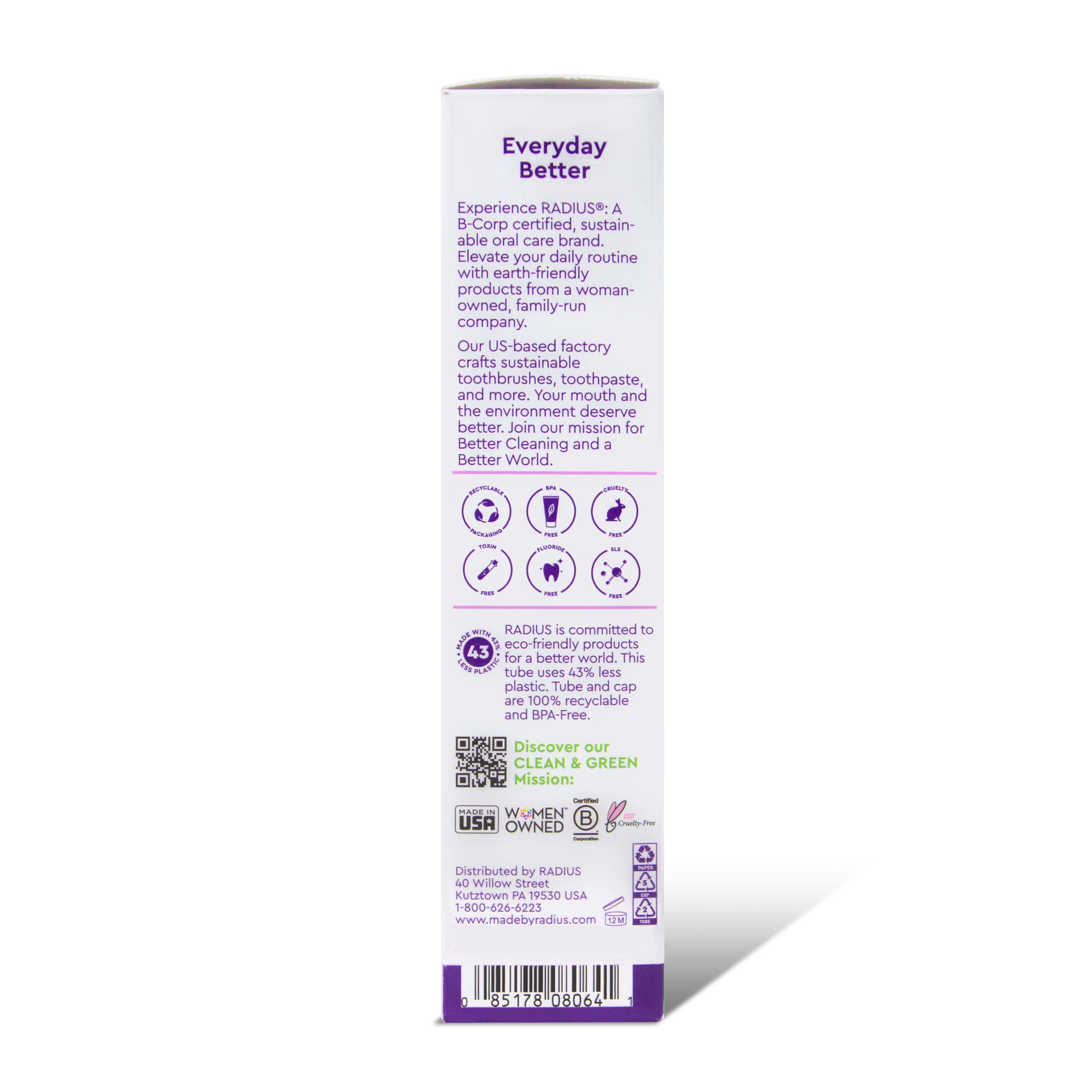 SLS-free and Fluoride-free statement on packaging