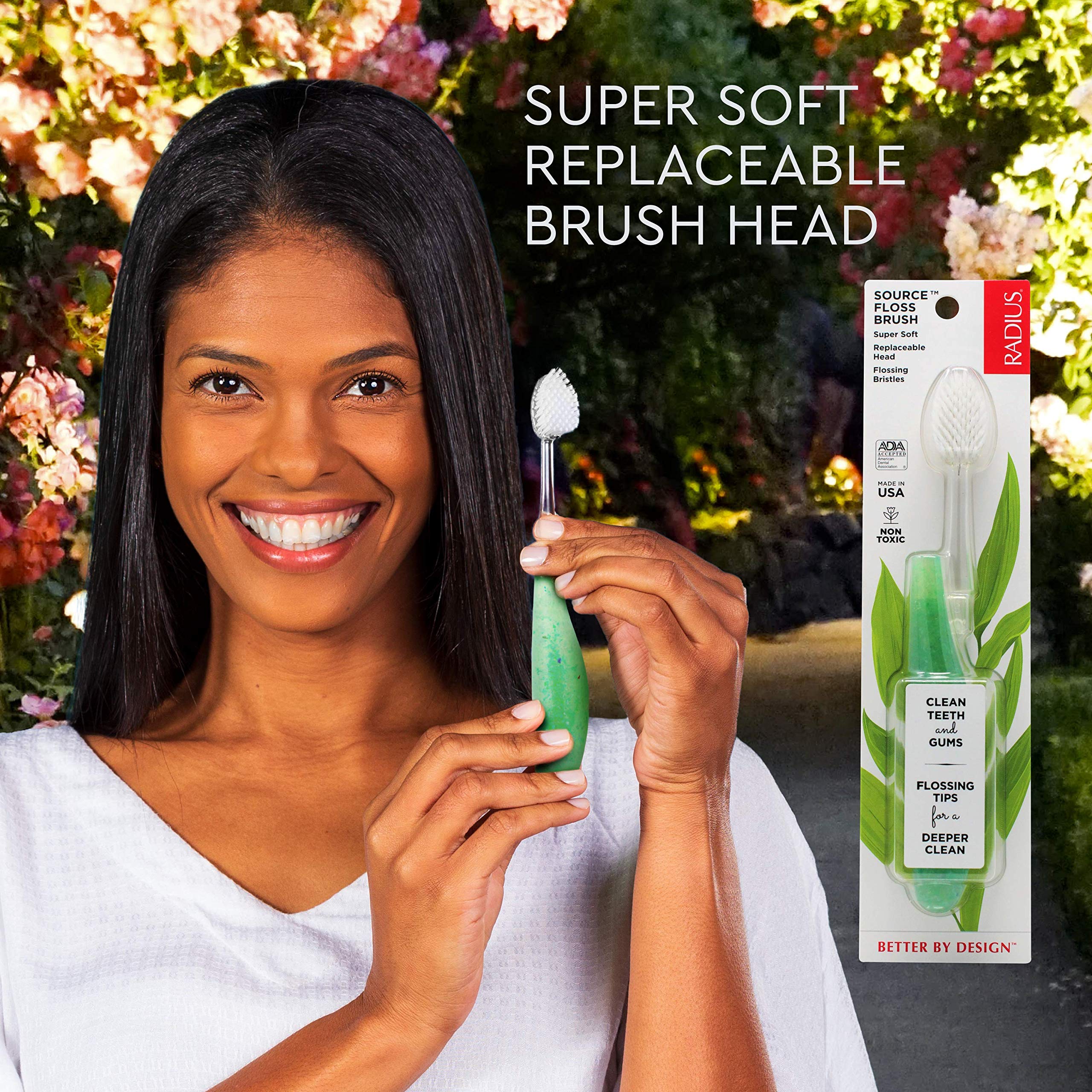 Pack of 6 RADIUS Source toothbrushes in assorted colors