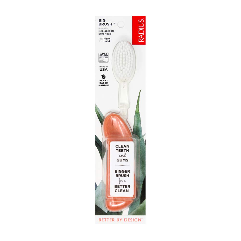 Radius Big Brush coral sparkle toothbrush with replaceable head