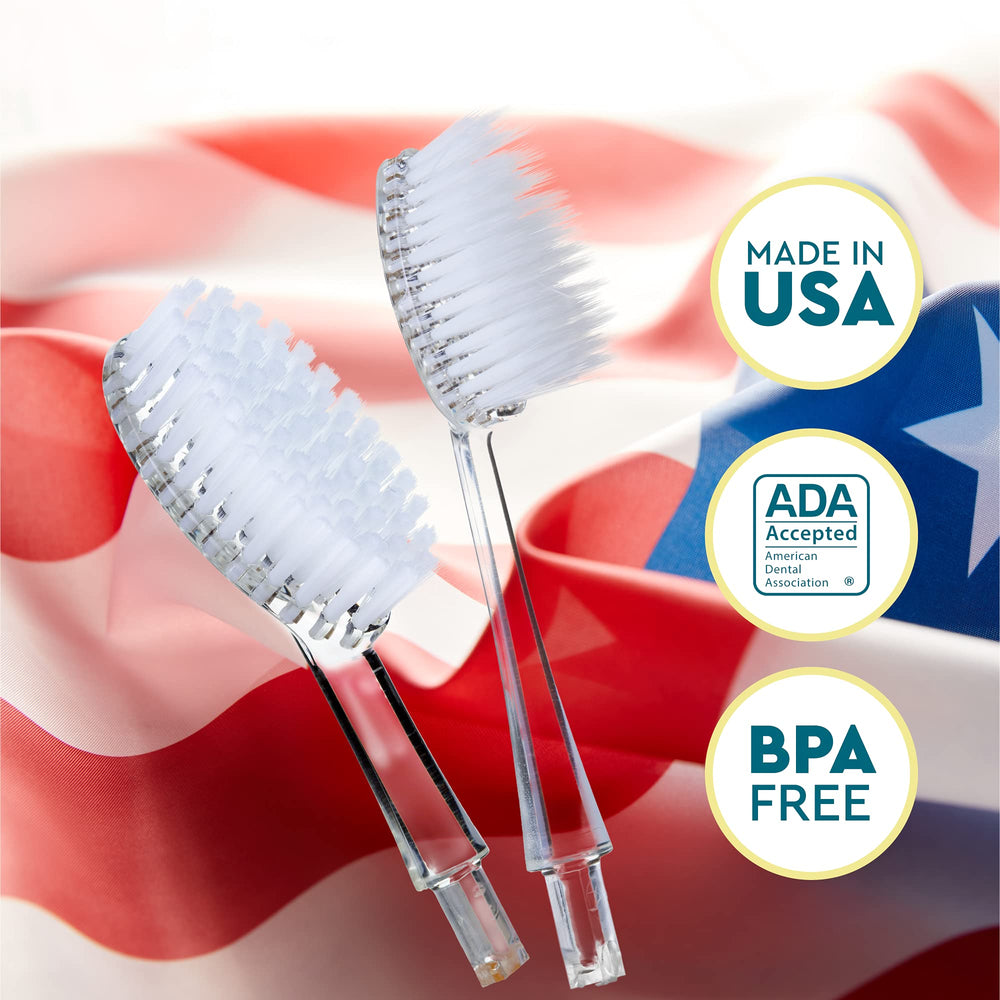Close-up of RADIUS plant-based replaceable head with soft bristles