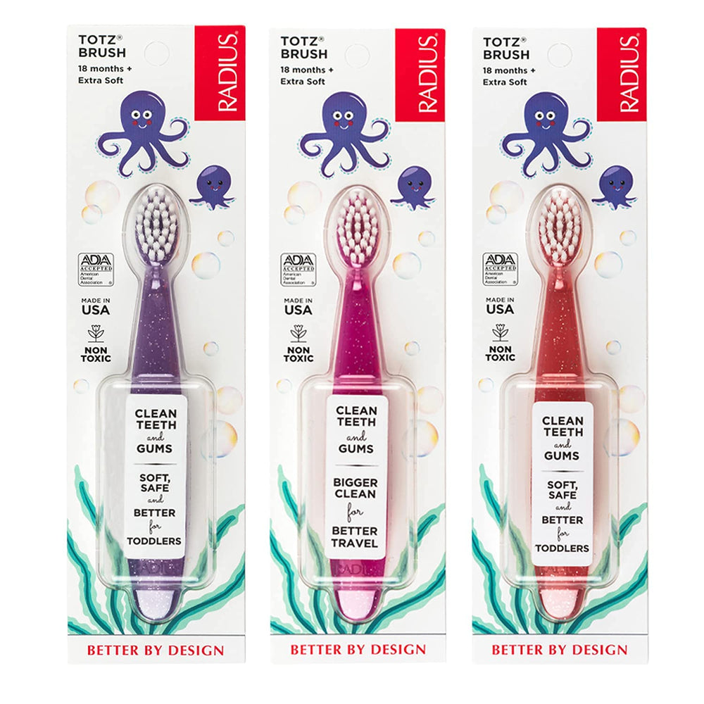 Close-up of Totz brush bristles: 4,500 soft vegetable-derived bristles