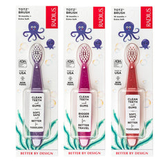 Close-up of Totz brush bristles: 4,500 soft vegetable-derived bristles