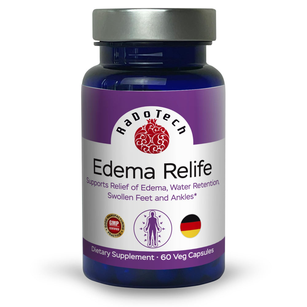 RaDoTech Edema Relife bottle and label with 60 vegan capsules