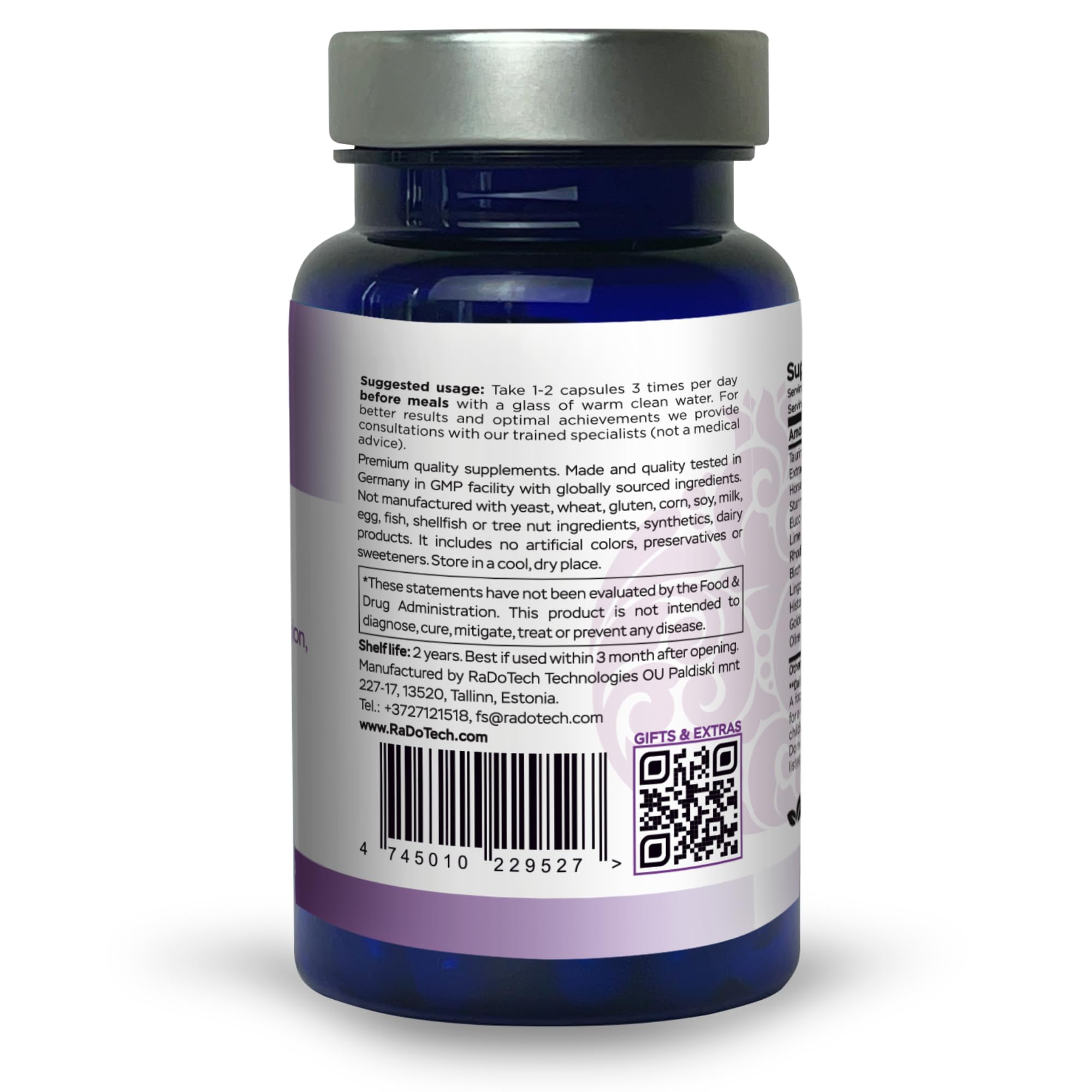 RaDoTech Edema Relife ingredients and formula overview