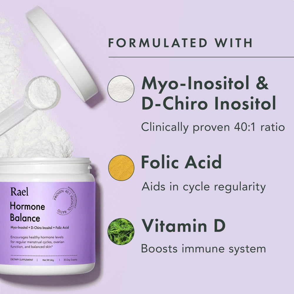 Folic Acid and Vitamin D ingredients on Rael packaging