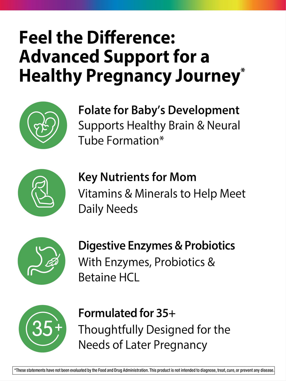 Probiotic and enzyme blend ingredients in Rainbow Light prenatal vitamins