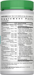 Nutrition facts and ingredients panel for Rainbow Light 50+ Mini-Tablet Multivitamin