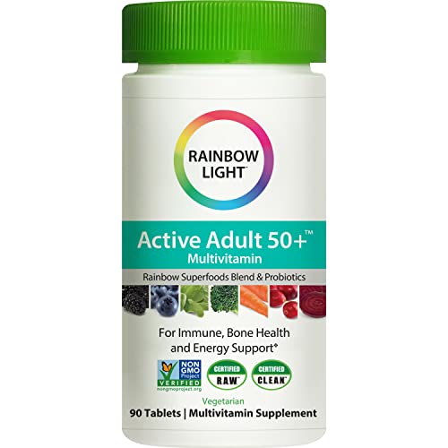 Rainbow Light Active Adult 50+ 90-tablet bottle ready for daily use.
