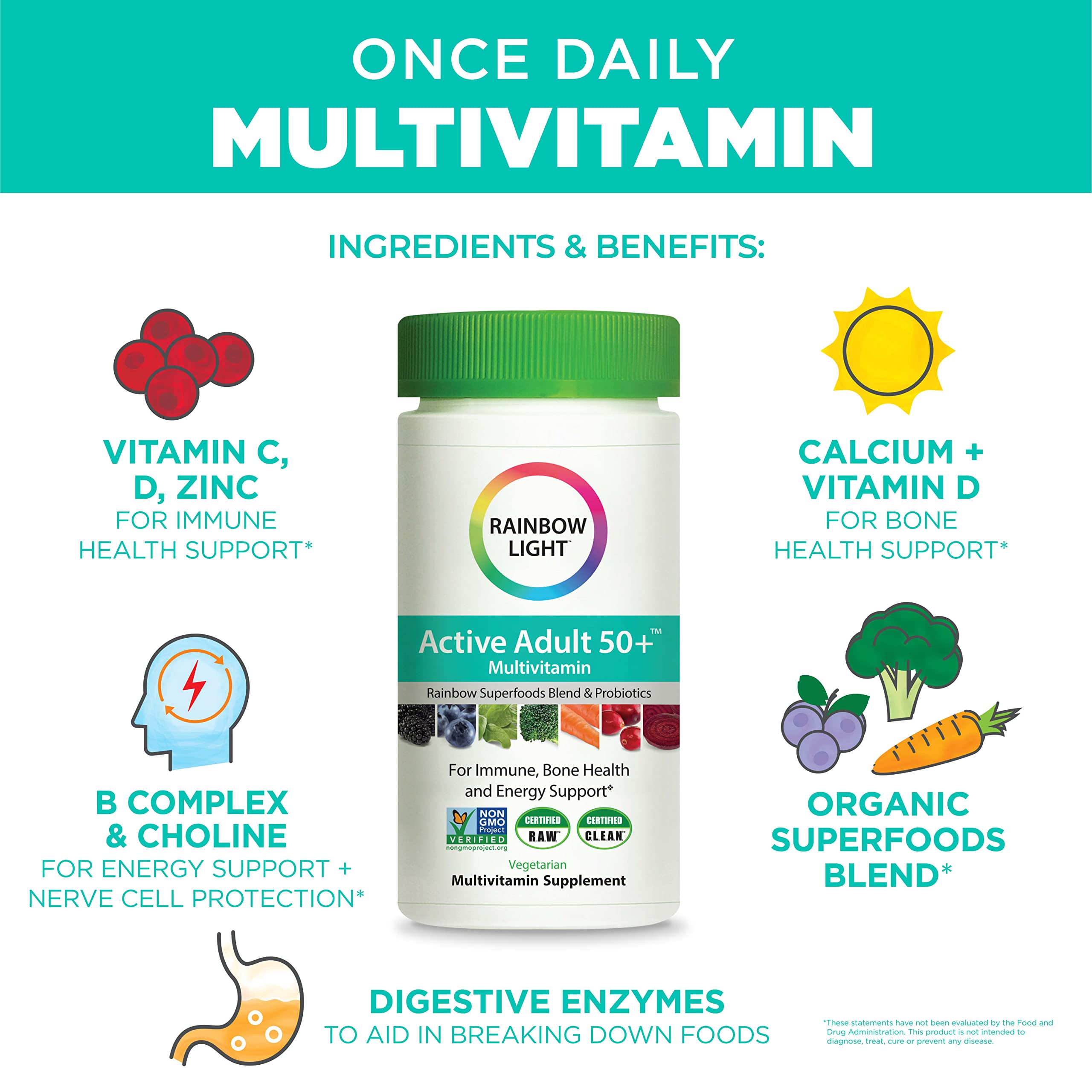 Rainbow Light Active Adult 50+ zinc-immune-support image highlighting immune health.